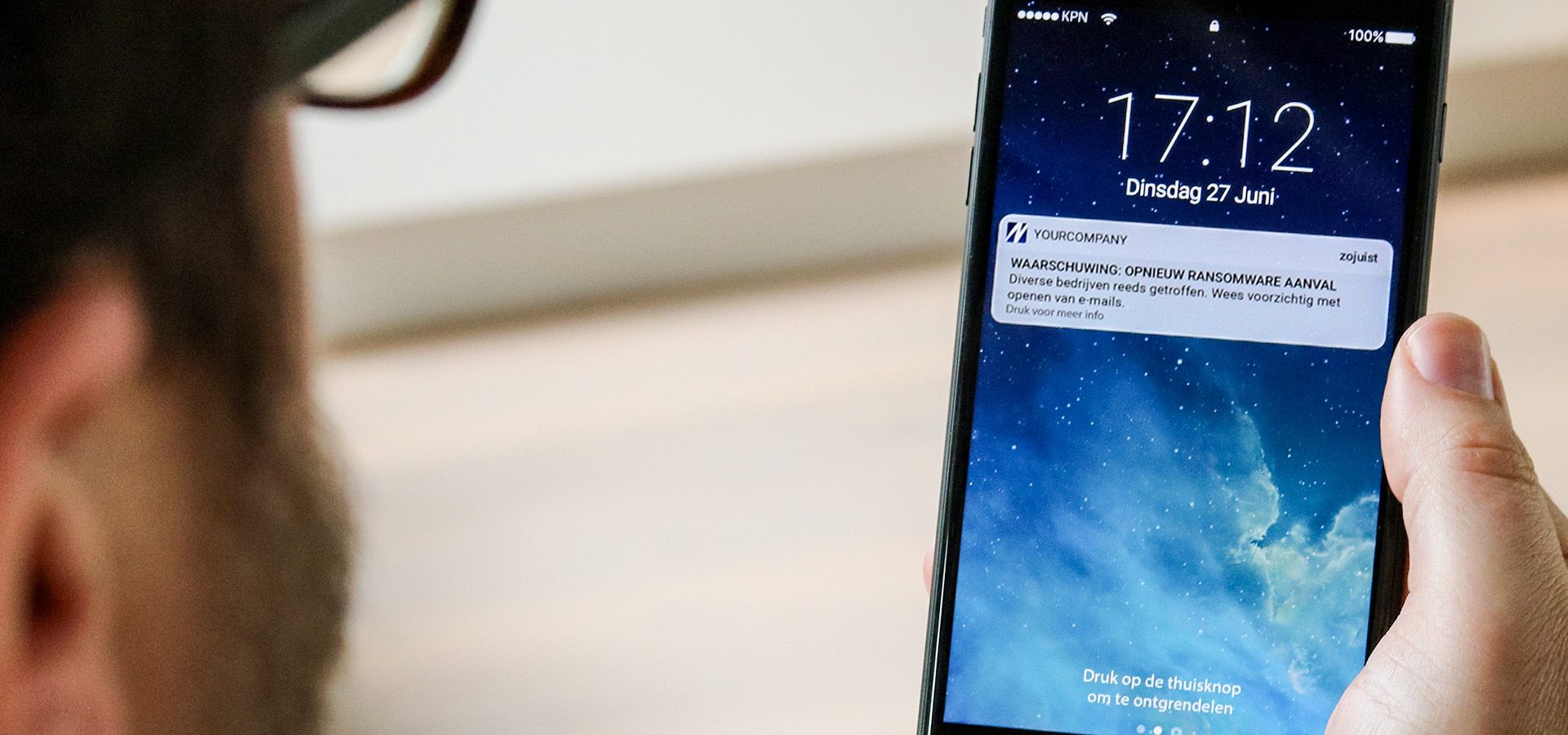 ransomware aanval pushbericht voorbeeld