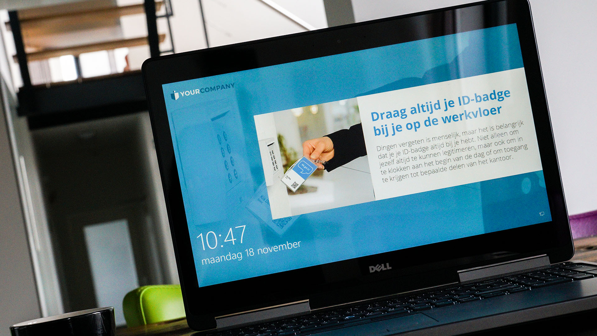 Corporate lock screen voorbeeld