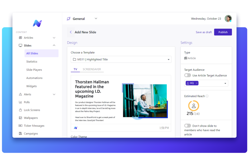 werknemerscommunicatieplatform - slides