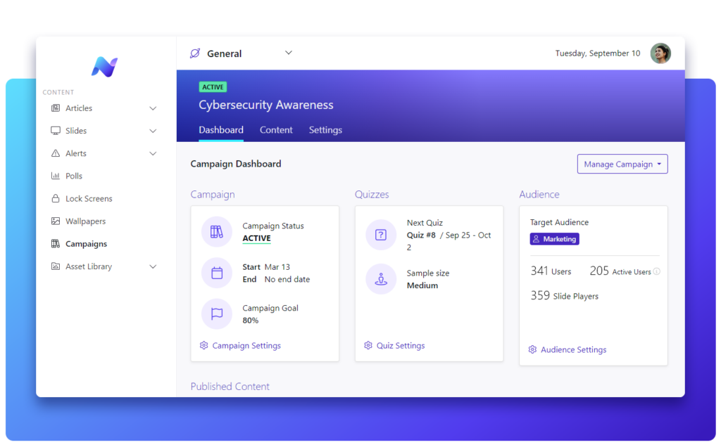 Netpresenter Smart Campaigns dashboard- gamechanger voor werknemerstraining